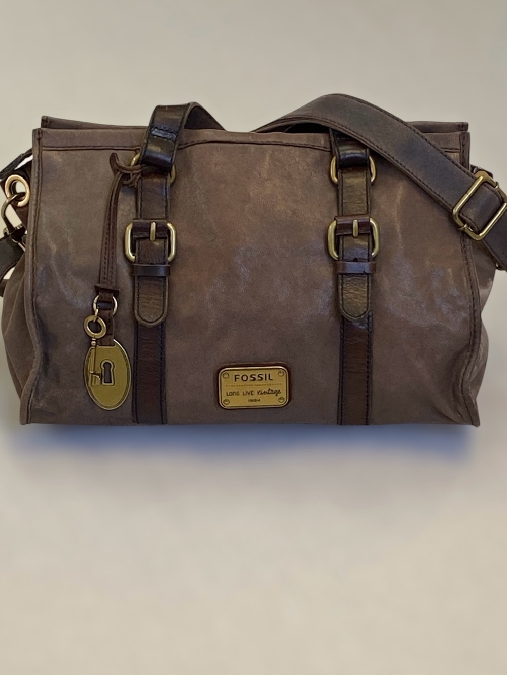 Fossil Maddox Vintage Handbag Satchel Purse Bag Leather - Picture 14 of 14